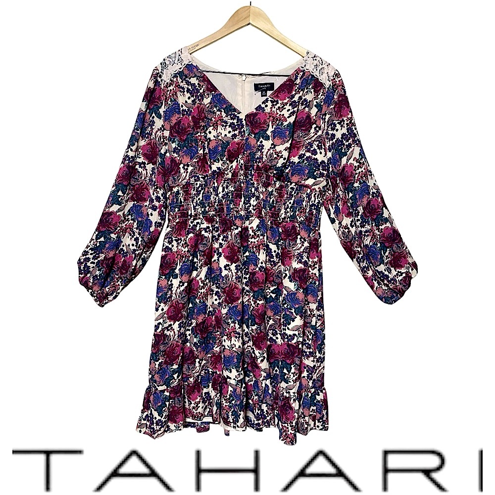 Tahari ASL Women's Puff Sleeve Floral Dress 12